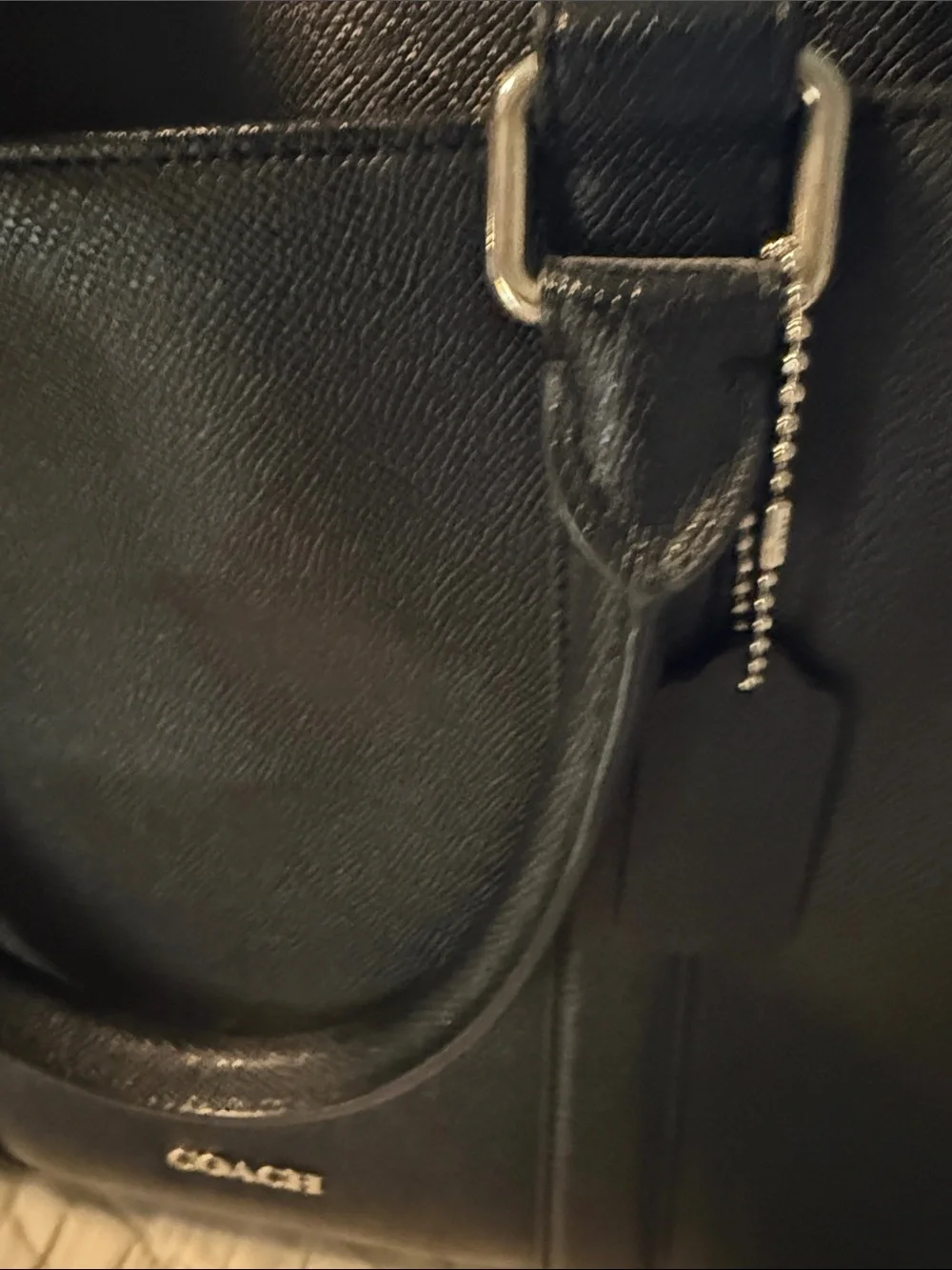 Coach Black Leather Laptop Briefcase with Top Handles
